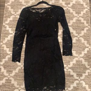 Long sleeve black lace dress